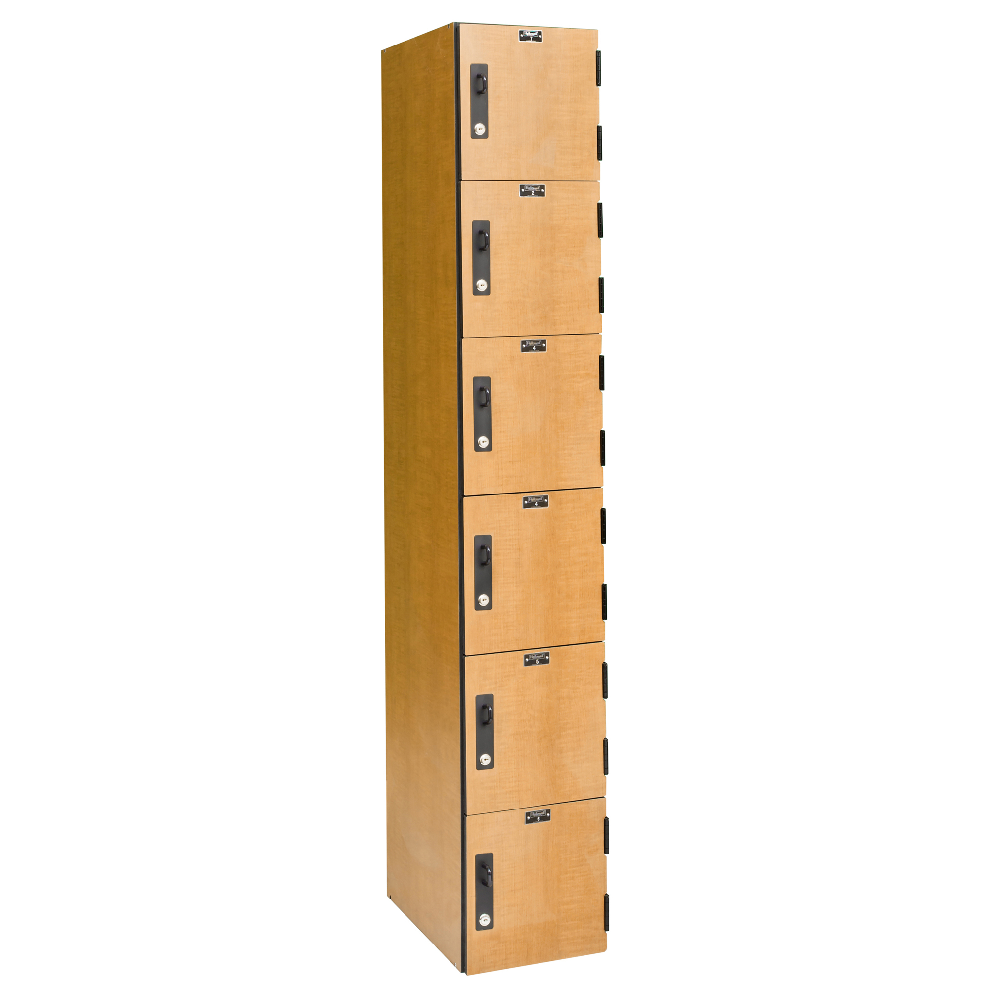 Hallowell, Six Tier VersaMax Phenolic Locker, Height 72 in, Width 12 in, Color Brown, Model# PHL1282-6A-K-FA